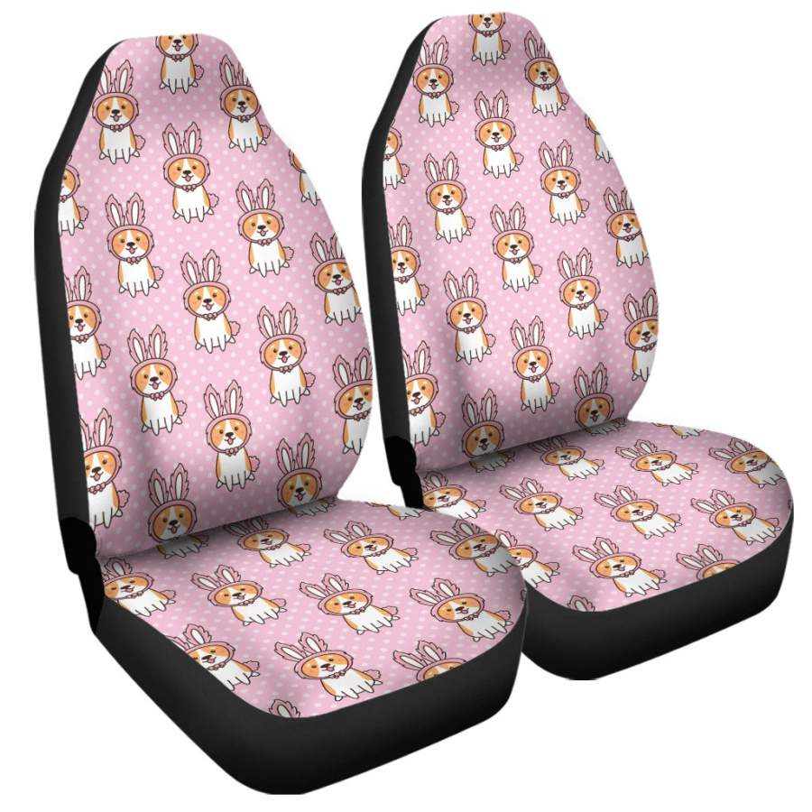 Bunny Corgi Pattern Print Universal Fit Car Seat Covers