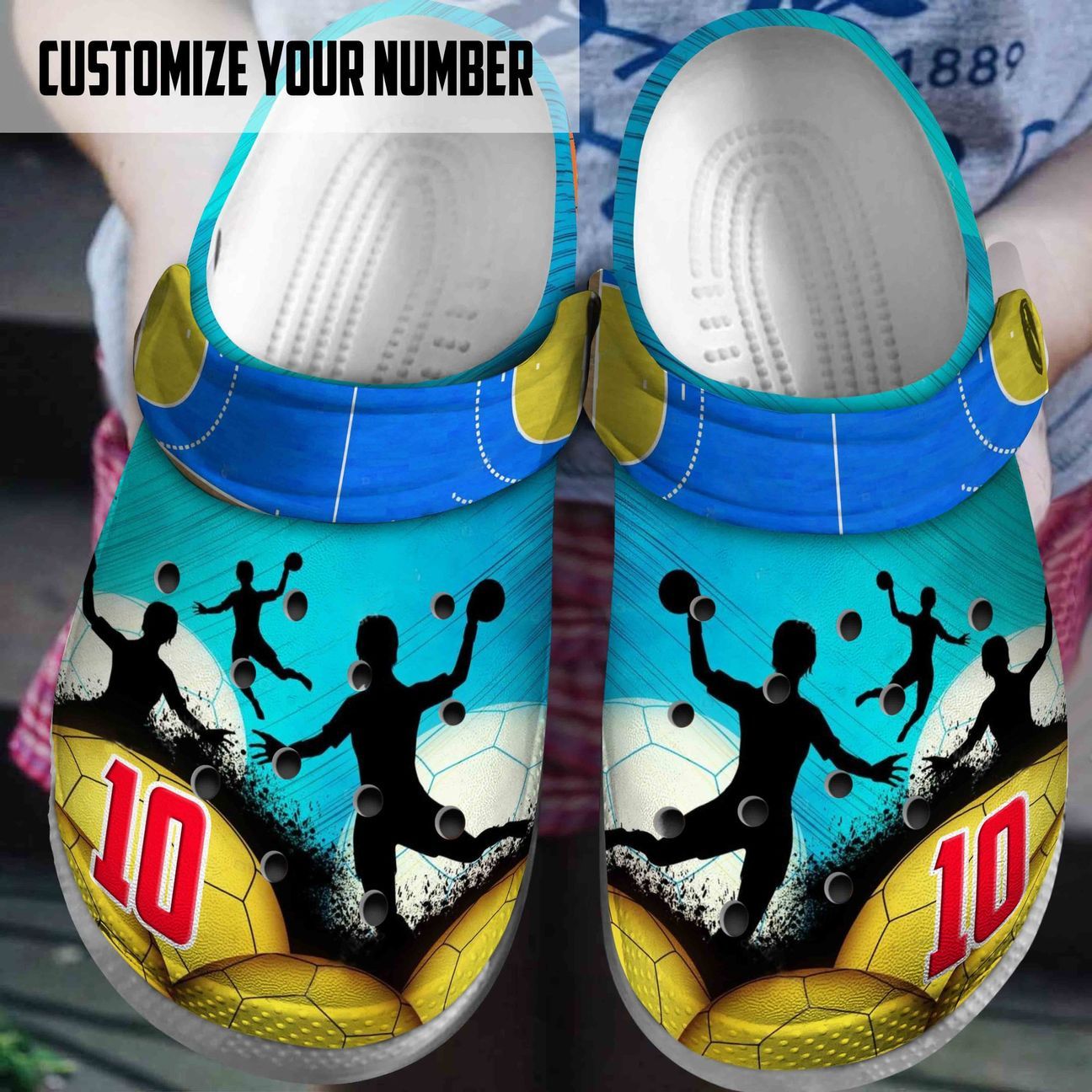 Handball Personalized Clog, Custom Name, Text, Color, Number Fashion Style For Women, Men, Kid, Print 3D Colorful Handball Player