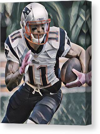 Julian Edelman New England Patriots Abstract Art 1 Joe Hamilton Canvas Print