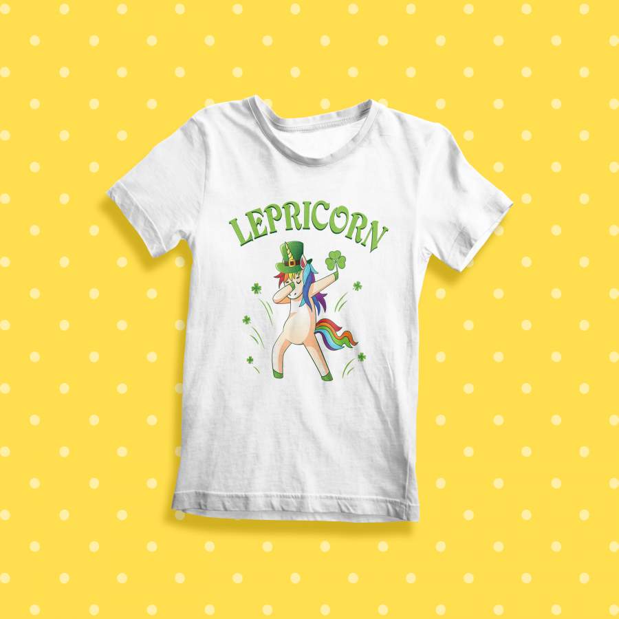 Kids St Patricks Day Lepricorn T Shirt Dabbing Unicorn Gift Youth T-shirt