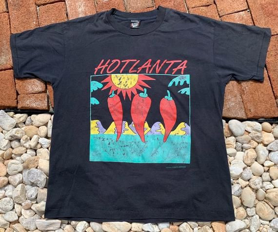 Vintage 90S Hotlanta Pepper Black Faded Screen Stars Best Arge Shirt