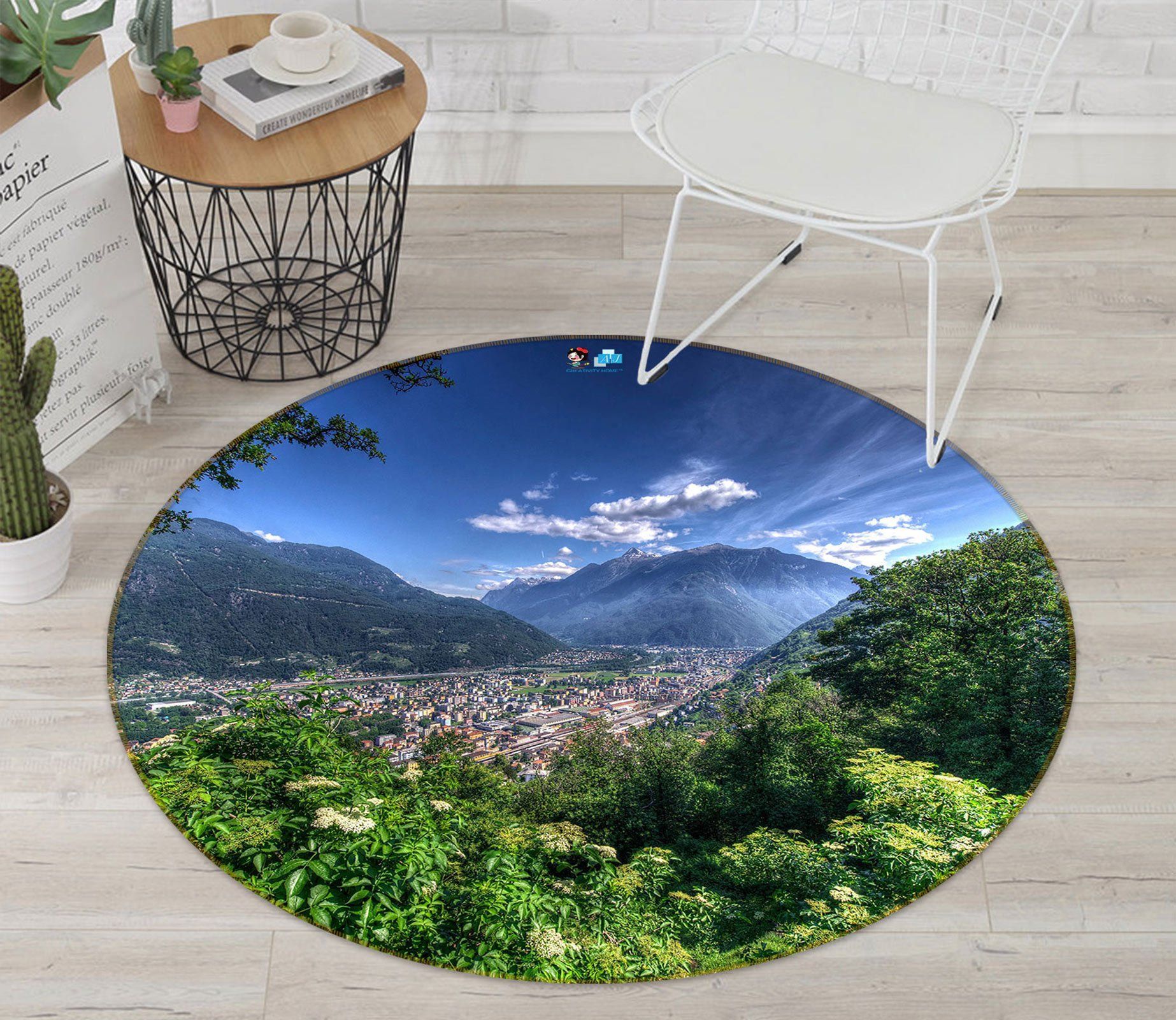 3D Mountains Forest 80284 Round Rug – Round Carpet Home Decor