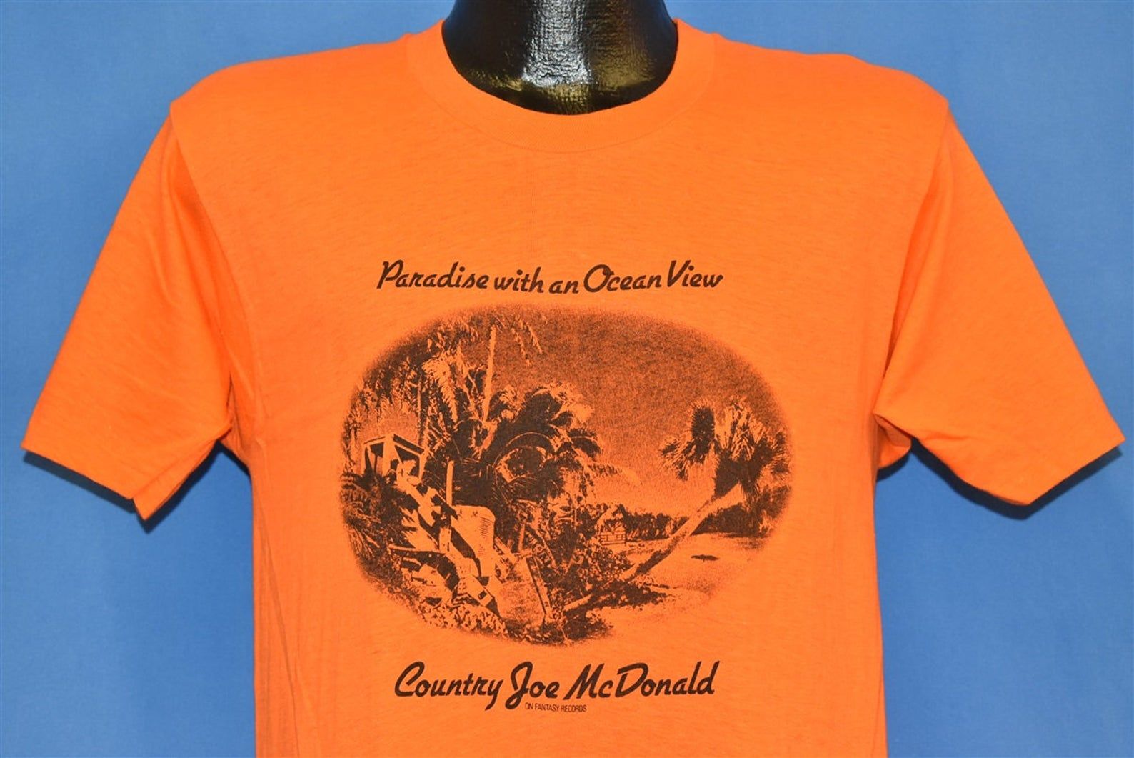 70S Country Joe Mcdonald Paradise Save Whales Orange T-Shirt