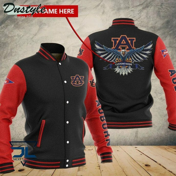 Auburn Tigers Custom Name Black Red Baseball Jacket