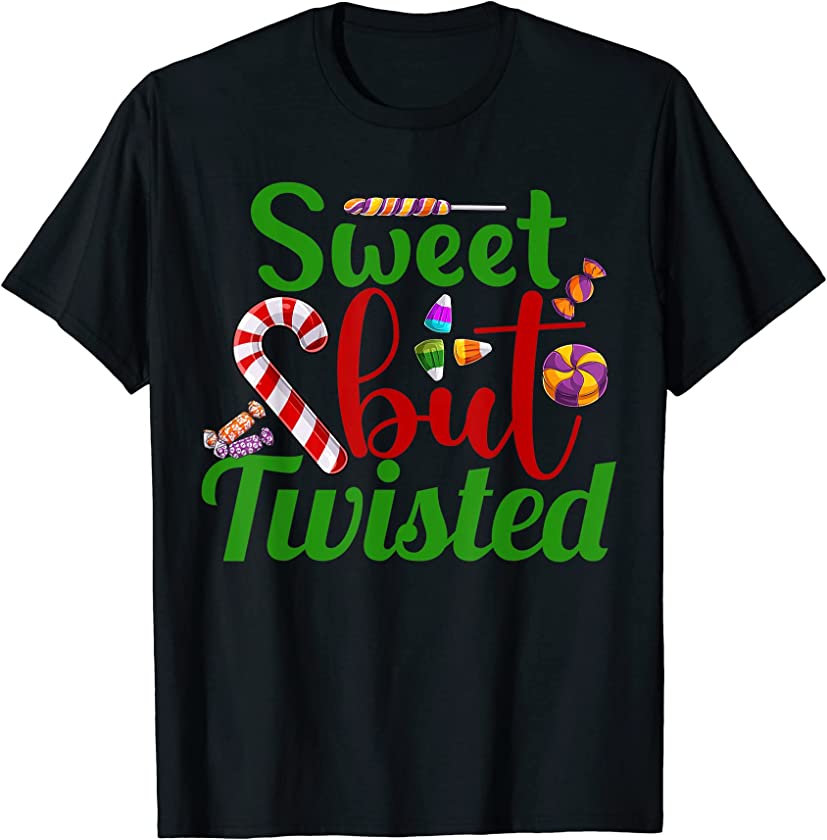 Christmas Sweet but Twisted Funny Candy Cane Pajama 2021 T-Shirt