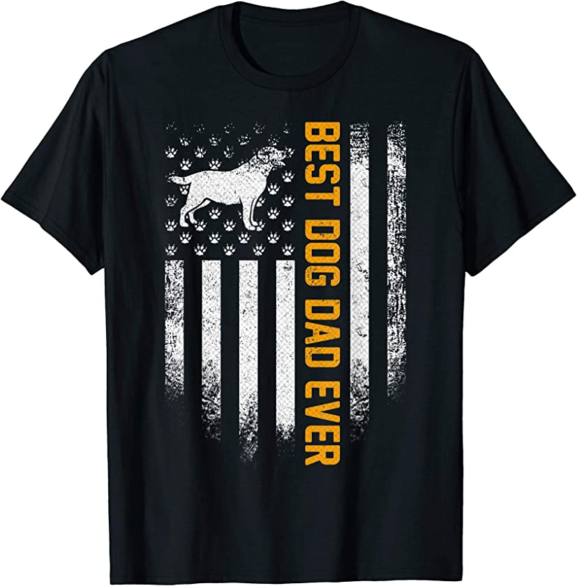 Vintage USA Best Labrador Retriever Dad Ever American Flag T-Shirt