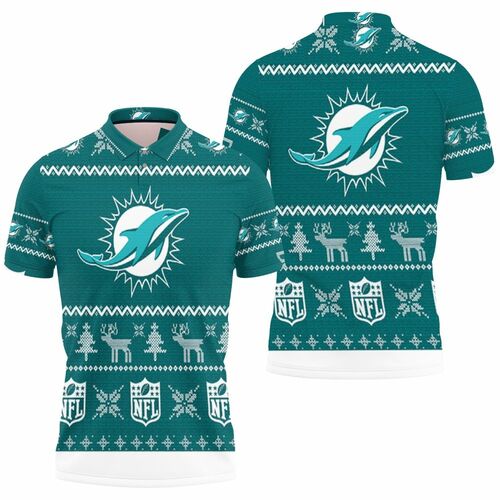 Dolphins Ugly Sweatshirt Christmas 3D All Over Print Polo Shirt 1