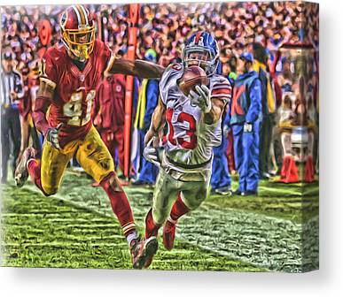 New York Giants Odell Beckham Jr Oil Art Joe Hamilton Canvas Print