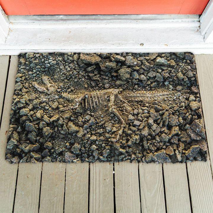 3D Dinosaur Fossil Funny Indoor And Outdoor Doormat Gift For Archeology Lovers Birthday Gift Decor Warm House Gift Welcome Mat 1