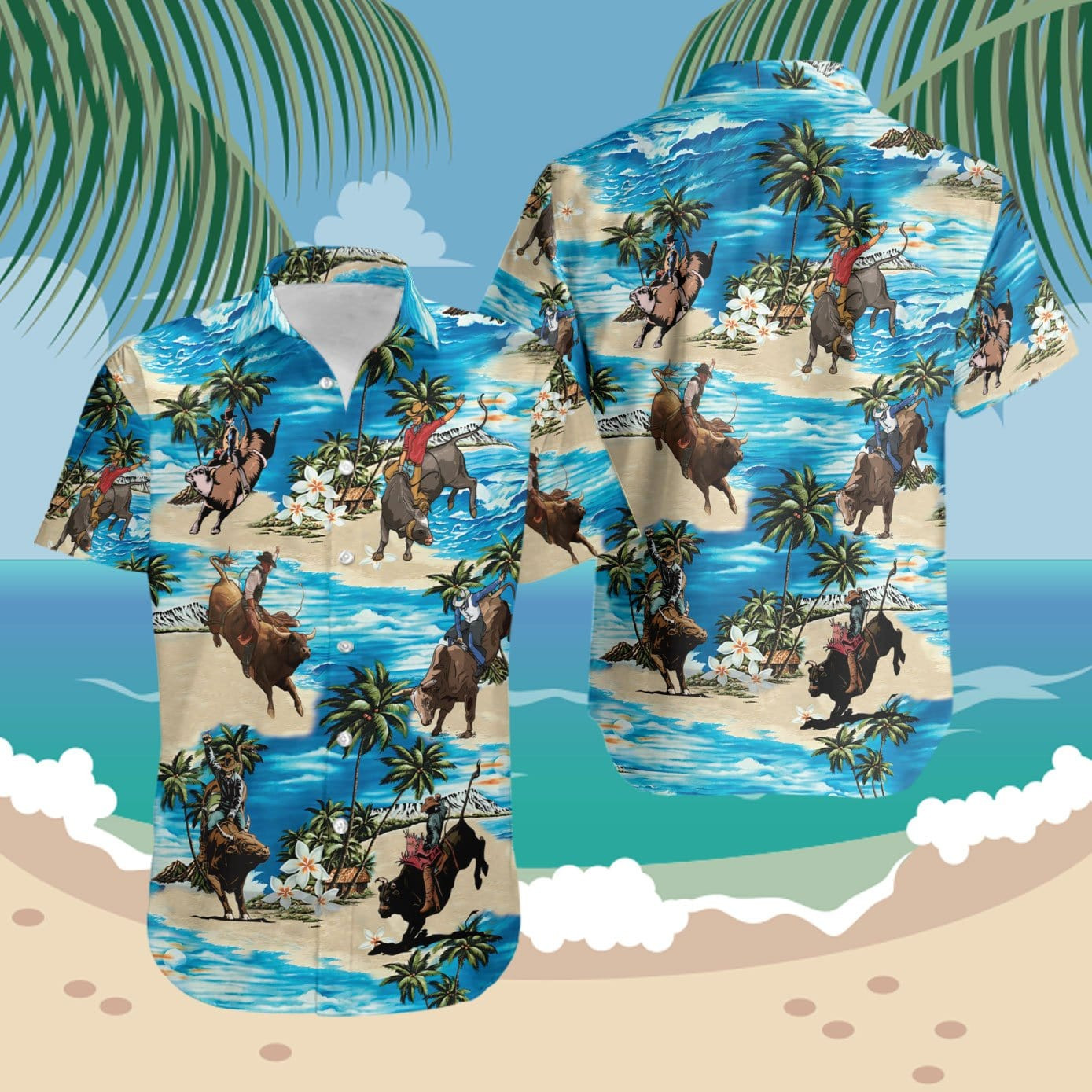 Hawaii Aloha Shirts Bull Riding Ha23467