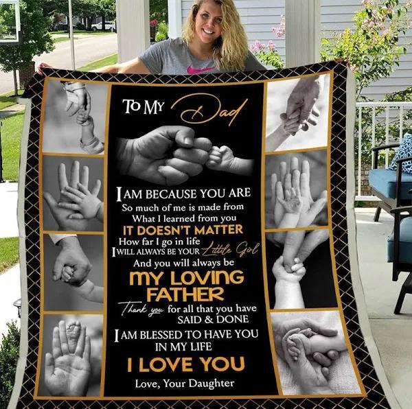 To My Dad Thank You For All That You Have Said & Done Fleece Blanket Gift For Dad From Daughter Home Decor Bedding Couch Sofa Soft And Comfy Cozy