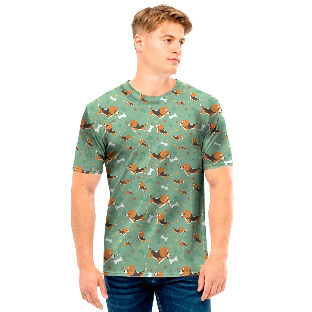 Cute Beagle Puppy Pattern Print Men’S T-Shirt