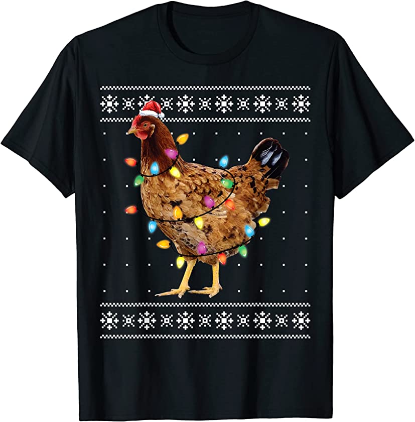 Ugly Christmas Sweater Funny Chicken Christmas T-Shirt