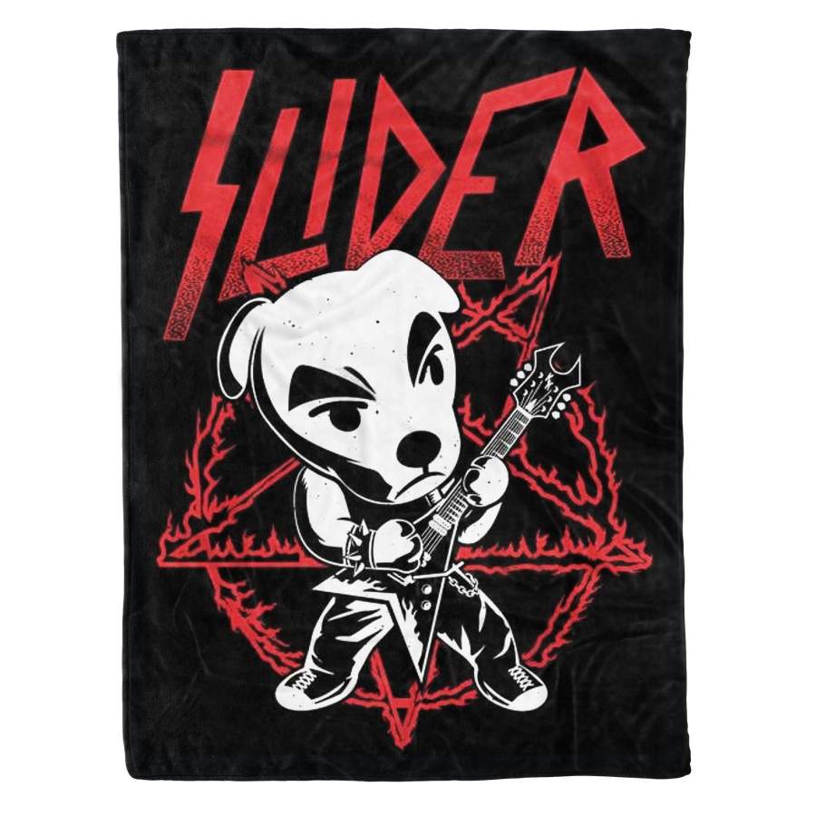 Slider King KK Slider T-Shirt, Isabelle, Animal Crossing, Dog Tee, Heavy Metal, Nintendo Shirt, Slay Tee, Video Game, Gamer Shirt-60×80 – Fleece Blanket