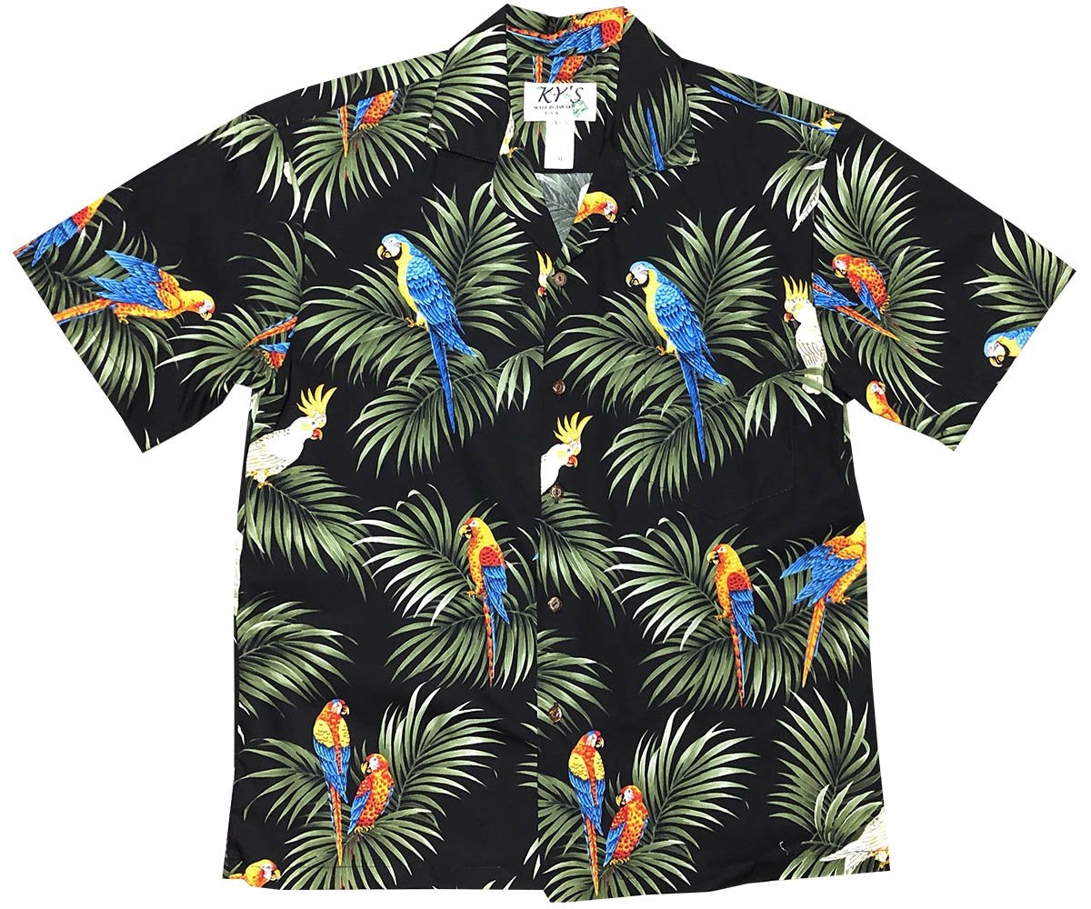 Parrot Alert Black Hawaii Summer Shirt Ha110281