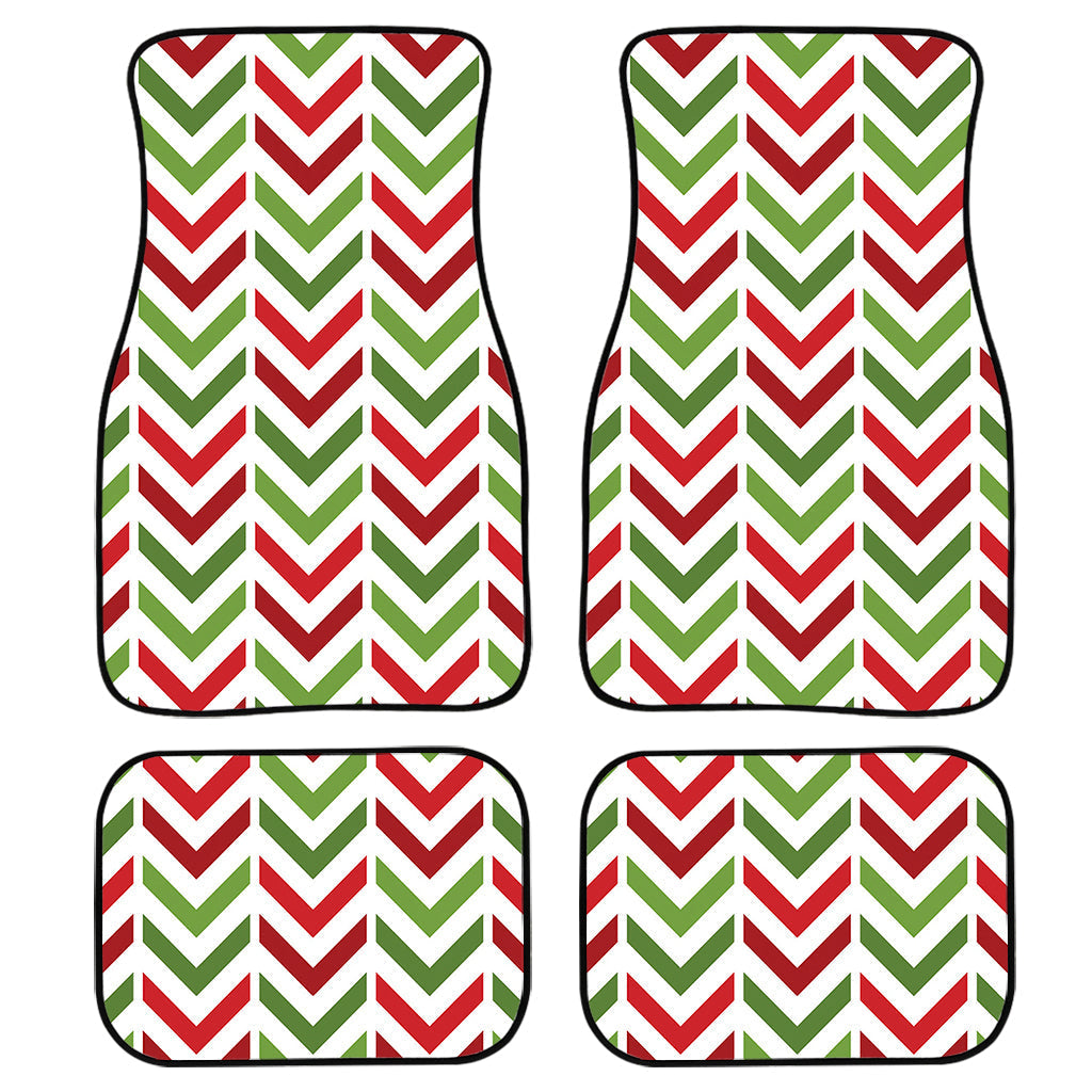 Zigzag Merry Christmas Pattern Print Front And Back Car Floor Mats, Front Car Mat