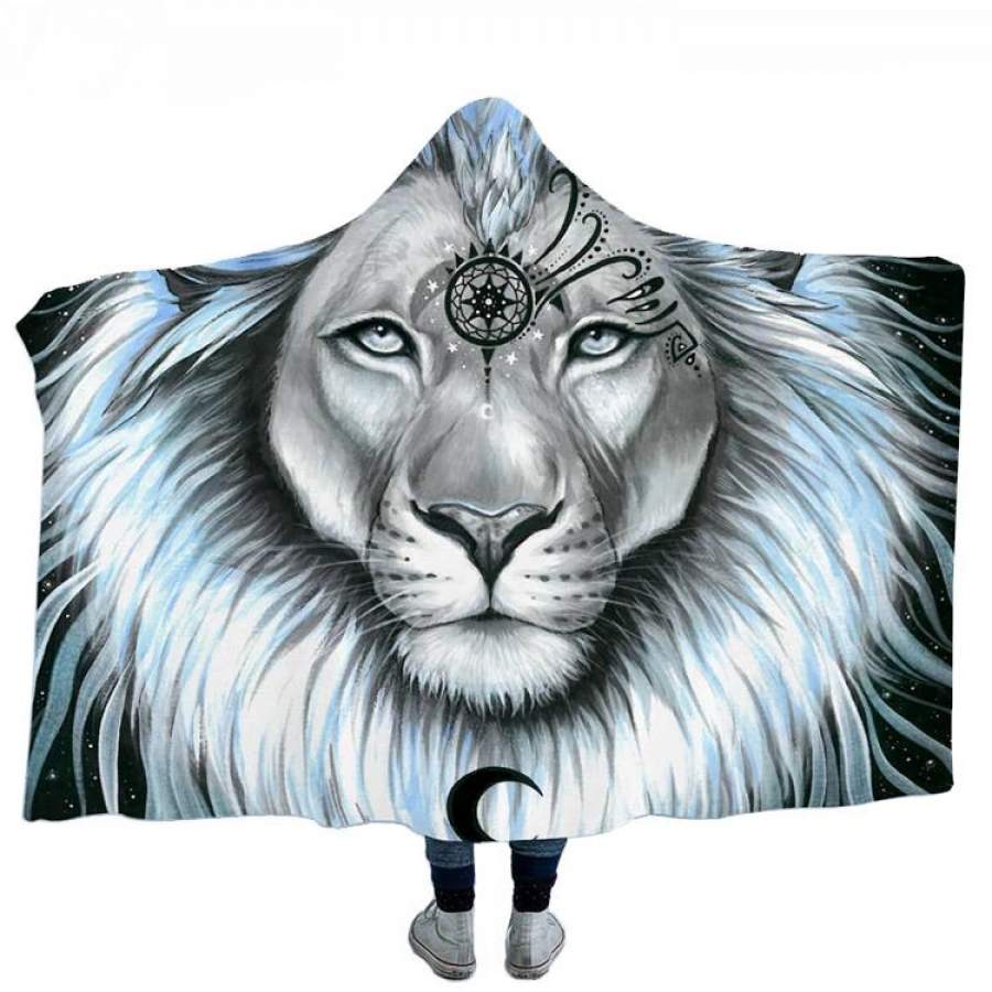 Lion Glalaxy Hooded Blanket