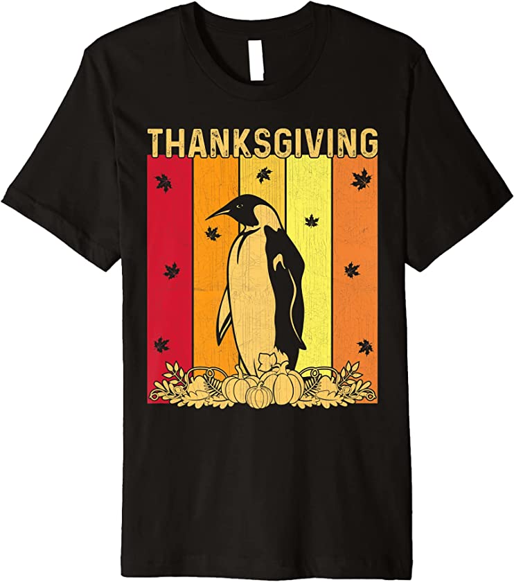 Thanksgiving Retro Penguin Matching Family Pajamas Premium T-Shirt