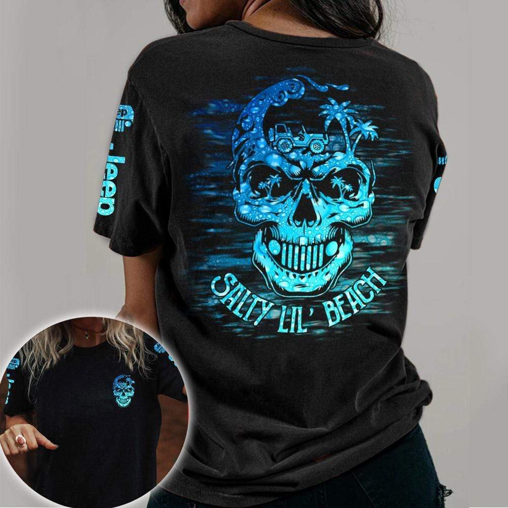 Jeep Skull Palm Tree Salty Lil’ Beach AOP Unisex T-Shirt