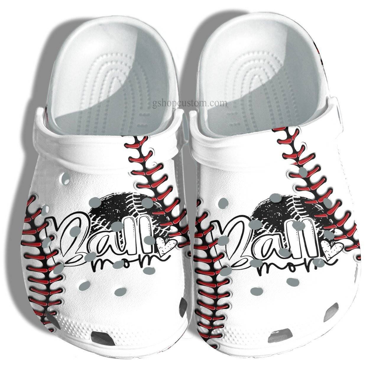 Ball Mom 3D Baseball Line Croc Shoes Gift Mother – Cool Baseball Line Crocss Shoes Gift Grandma