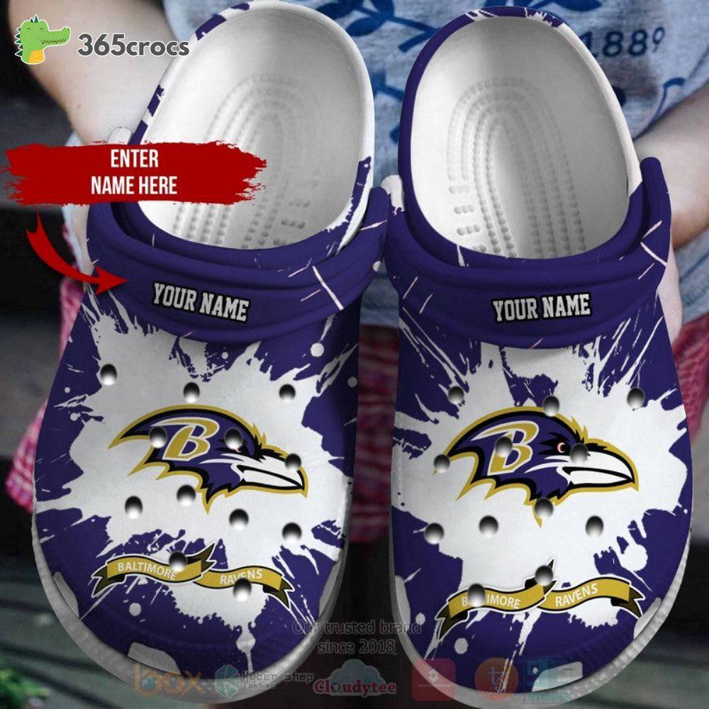 Baltimore Ravens Nfl Custom Name Crocss Clog Shoes