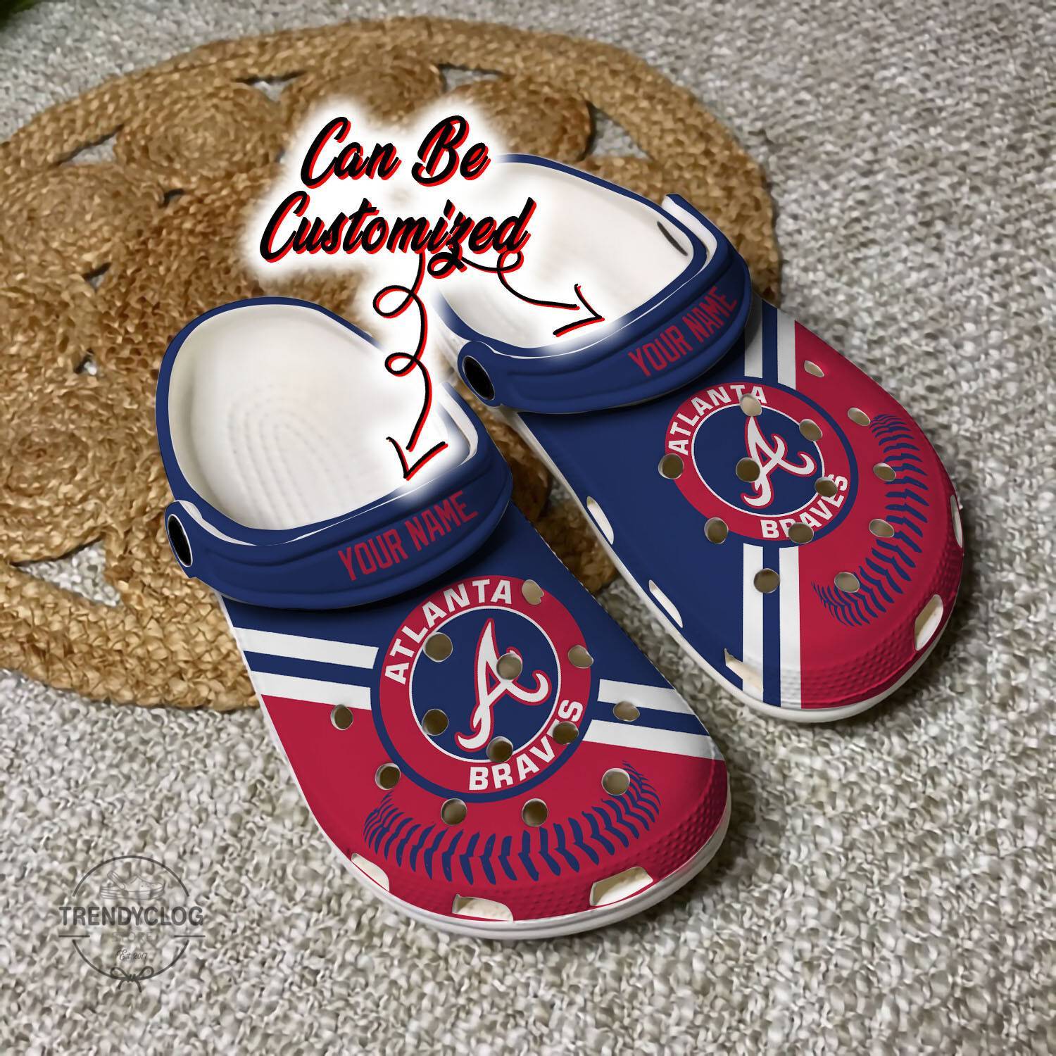 Baseball Crocss ABraves Personalized Baseball Logo Team Clog Shoes