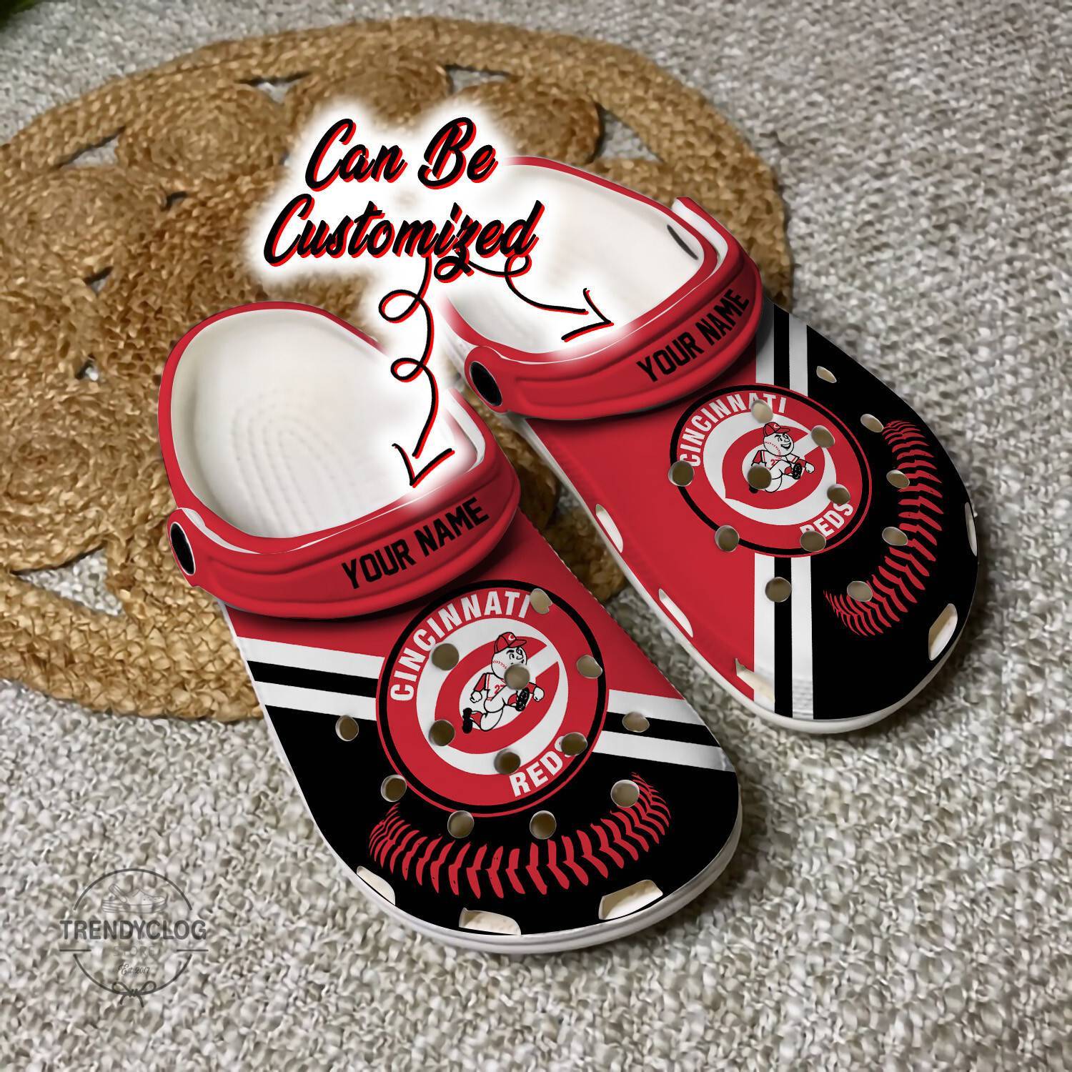 Baseball Crocss CReds Personalized Baseball Logo Team Clog Shoes