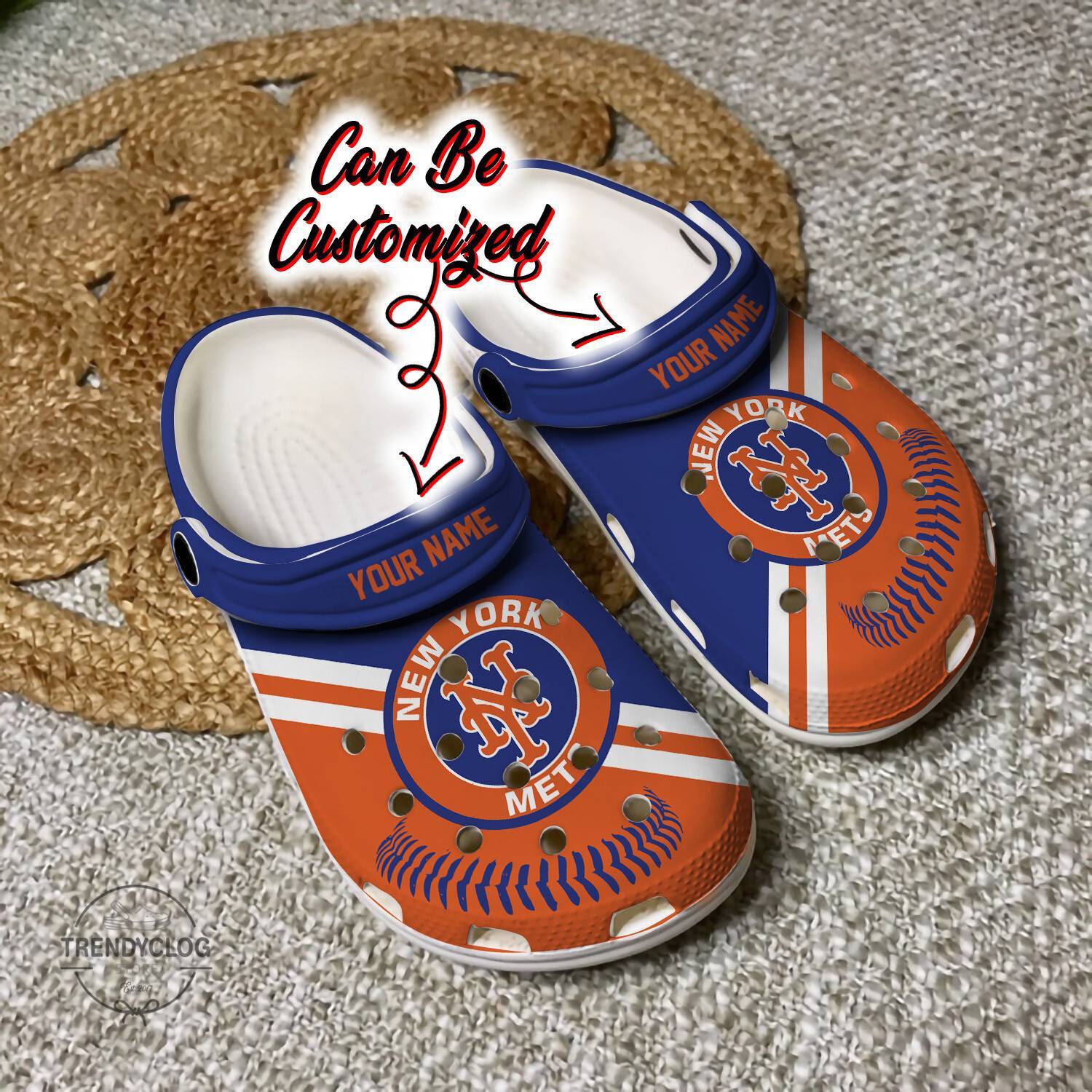 Baseball Crocss NY Mets Personalized Baseball Logo Team Clog Shoes