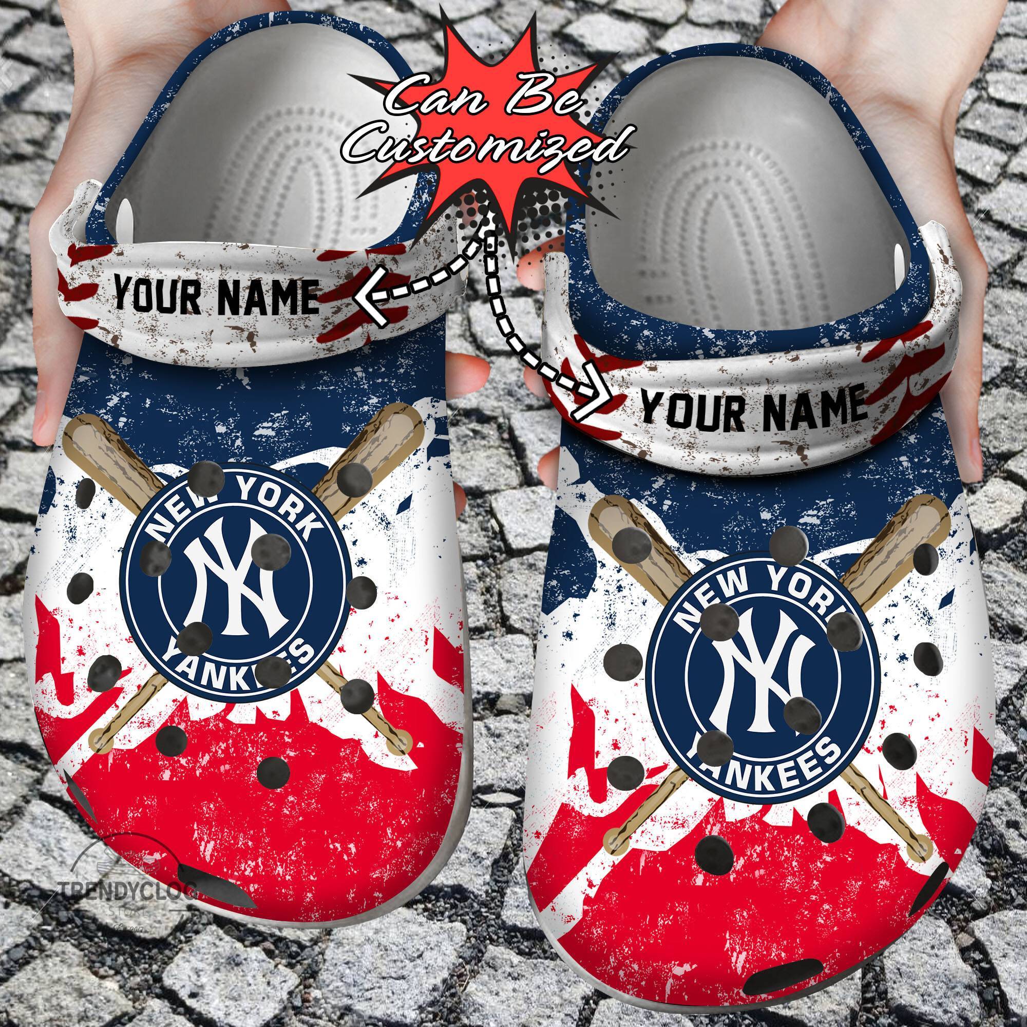 Baseball Crocss NY Yankees Personalized Watercolor New Clog Shoes