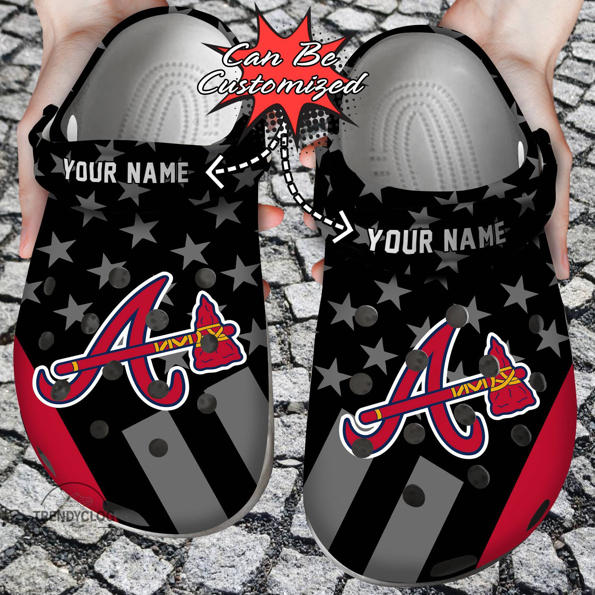 Baseball Crocss Personalized ABraves Star Flag Clog Shoes