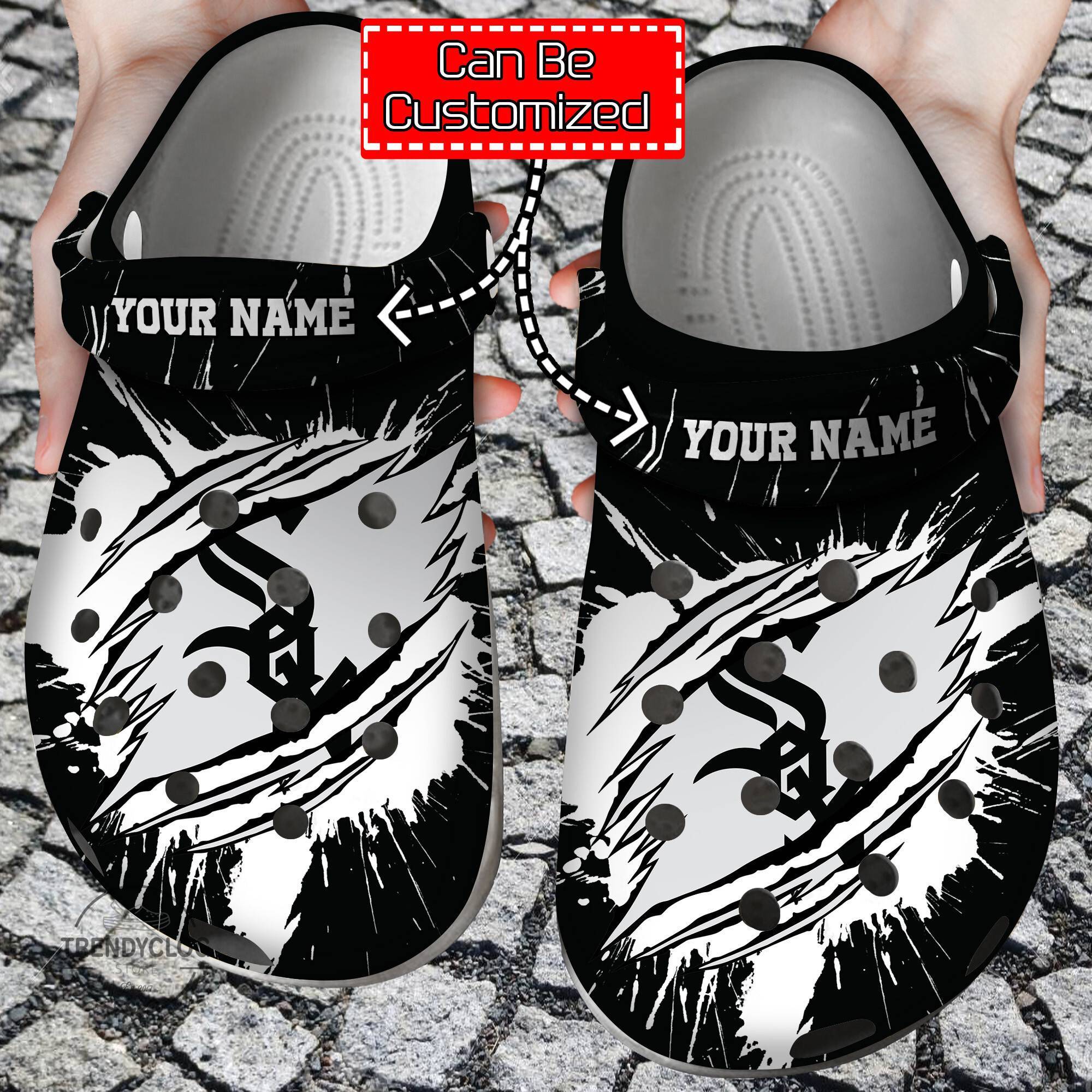 Baseball Crocss Personalized CWhite Sox Ripped Claw Clog Shoes