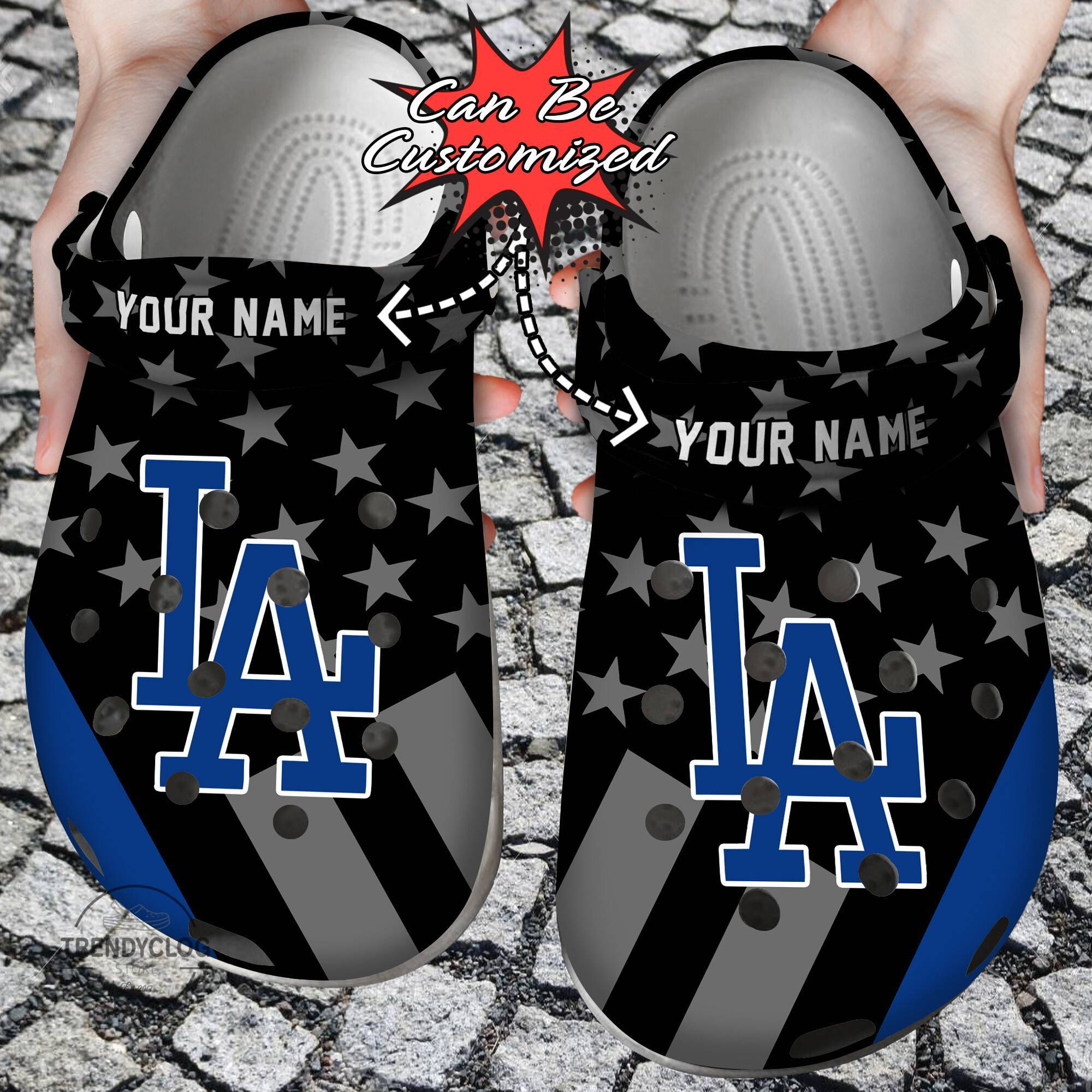 Baseball Crocss Personalized LA Dodgers Star Flag Clog Shoes