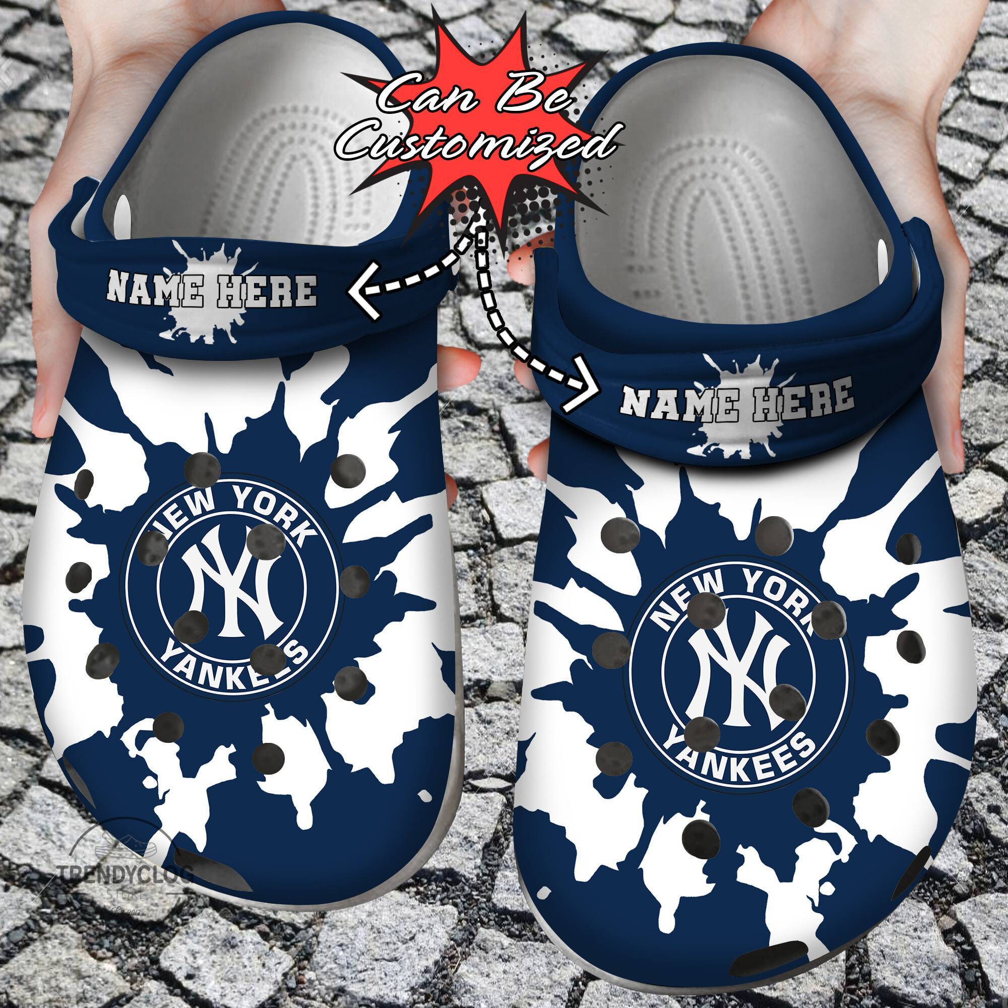 Baseball Crocss Personalized NY Yankees Color Splash Clog Shoes