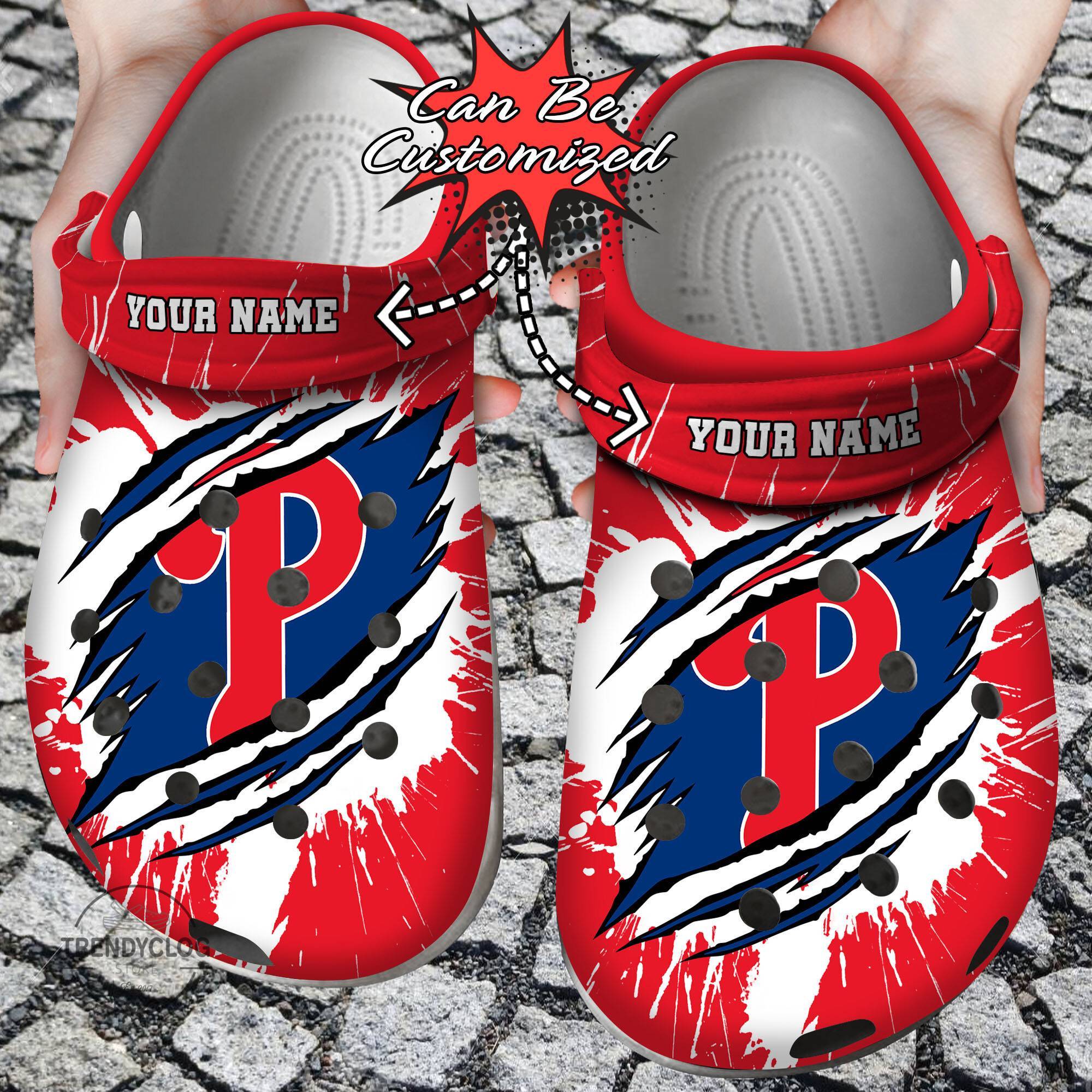 Baseball Crocss Personalized PPhillies Ripped Claw Clog Shoes