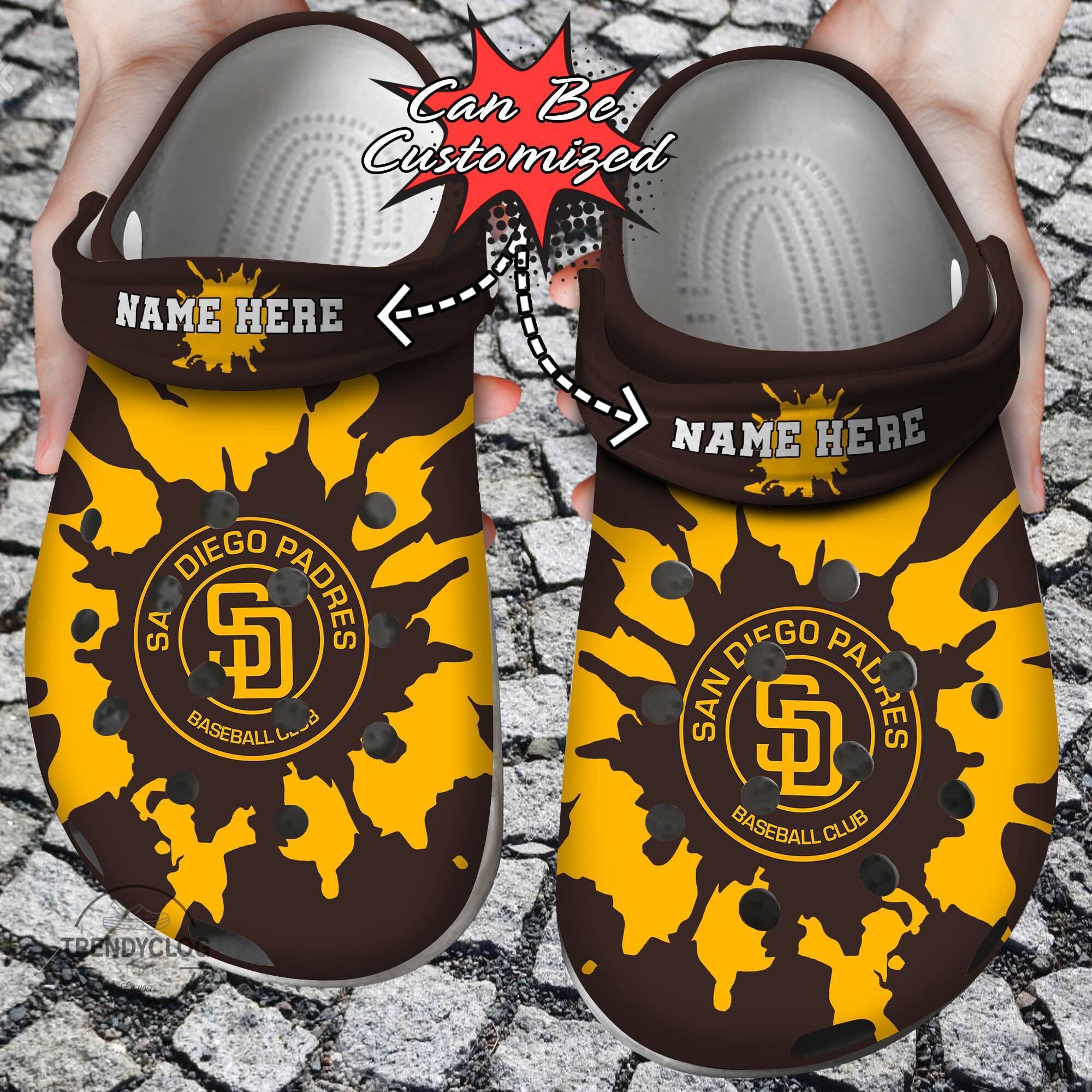 Baseball Crocss Personalized SD Padres Color Splash Clog Shoes