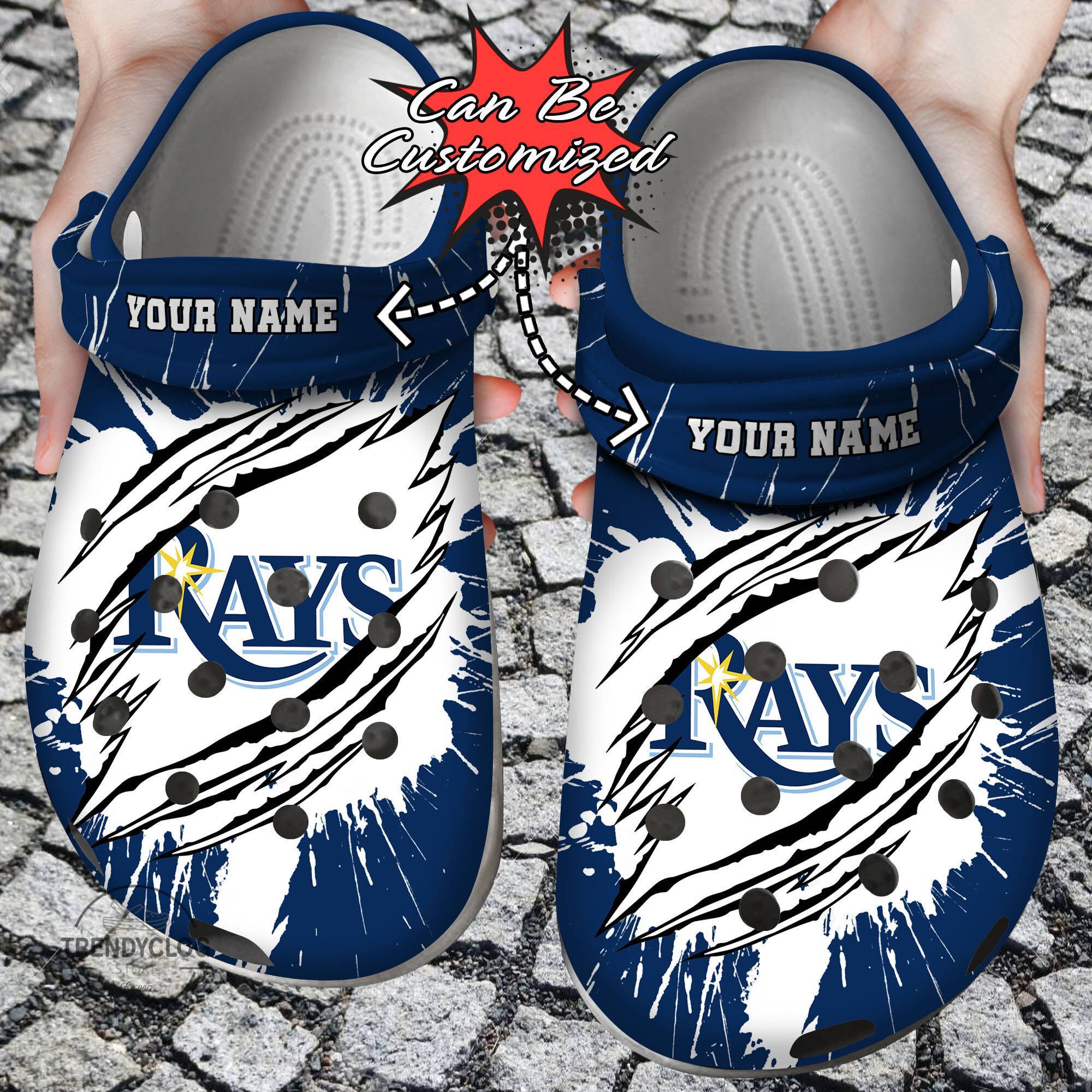 Baseball Crocss Personalized TB Rays Ripped Claw Clog Shoes