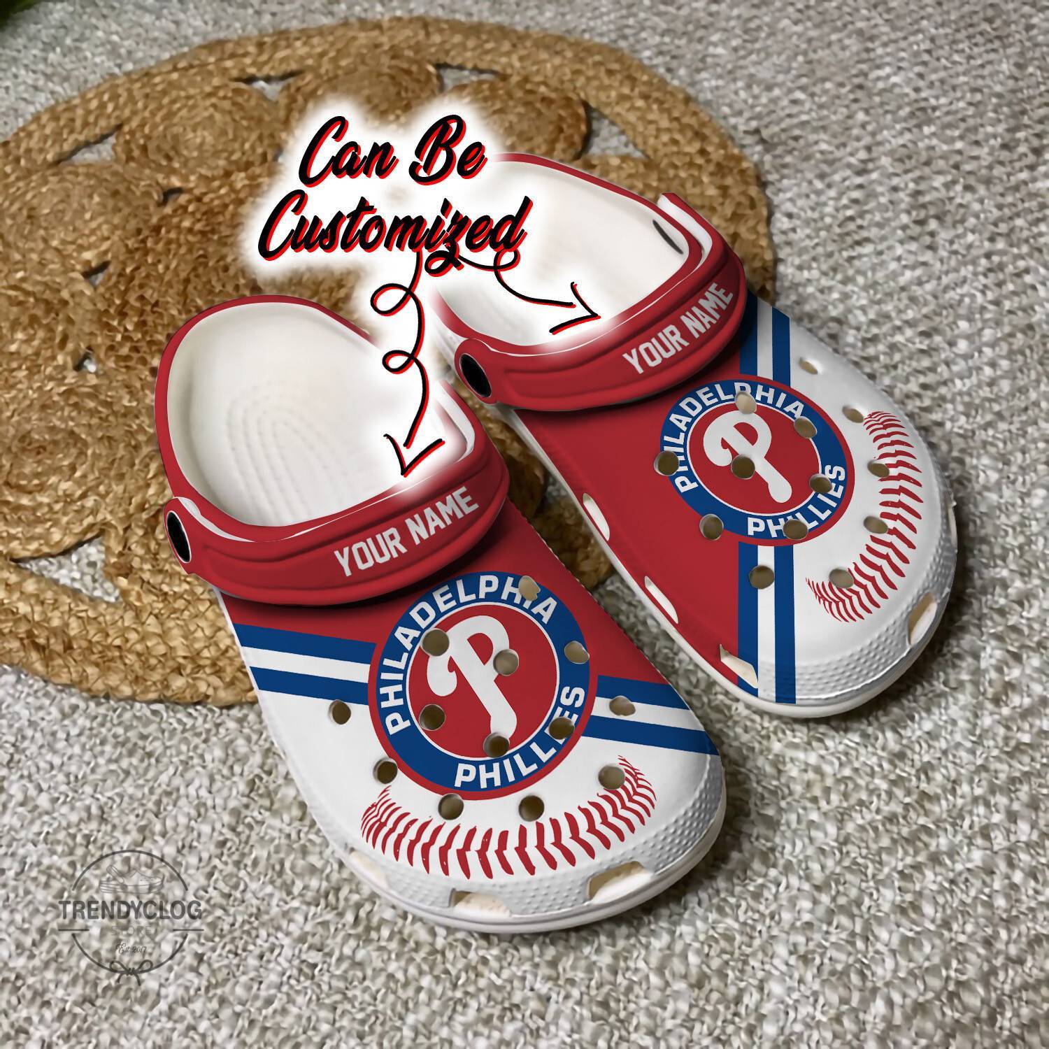 Baseball Crocss PPhillies Personalized Baseball Logo Team Clog Shoes