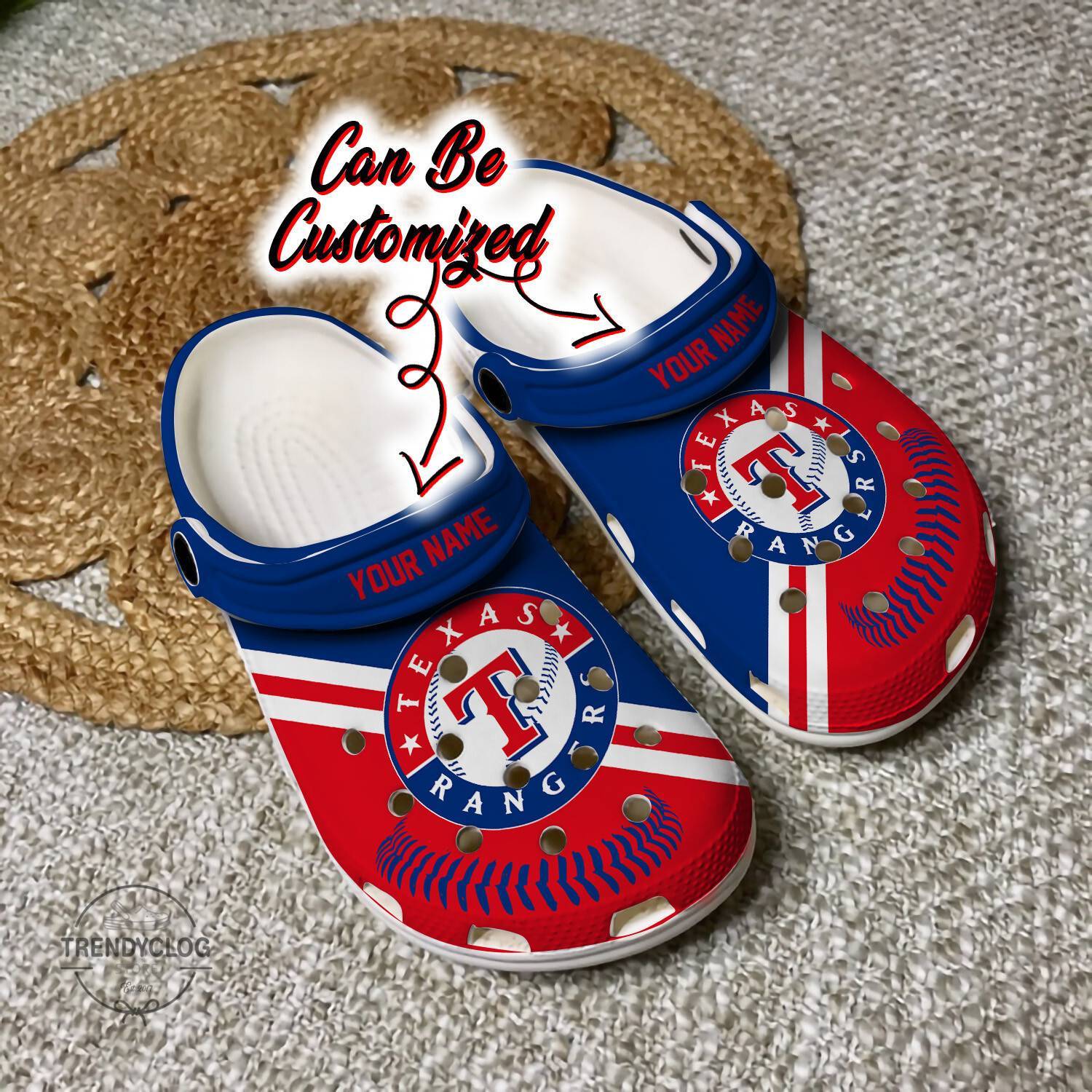 Baseball Crocss TRangers Personalized Baseball Logo Team Clog Shoes