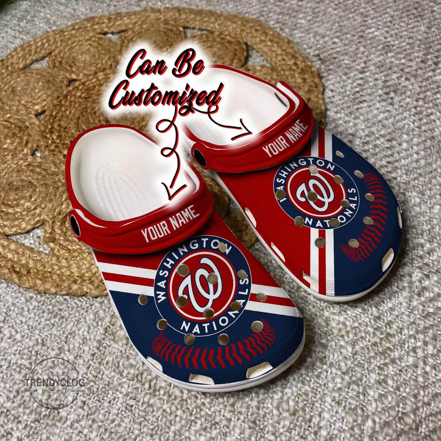 Baseball Crocss WNationals Personalized Baseball Logo Team Clog Shoes