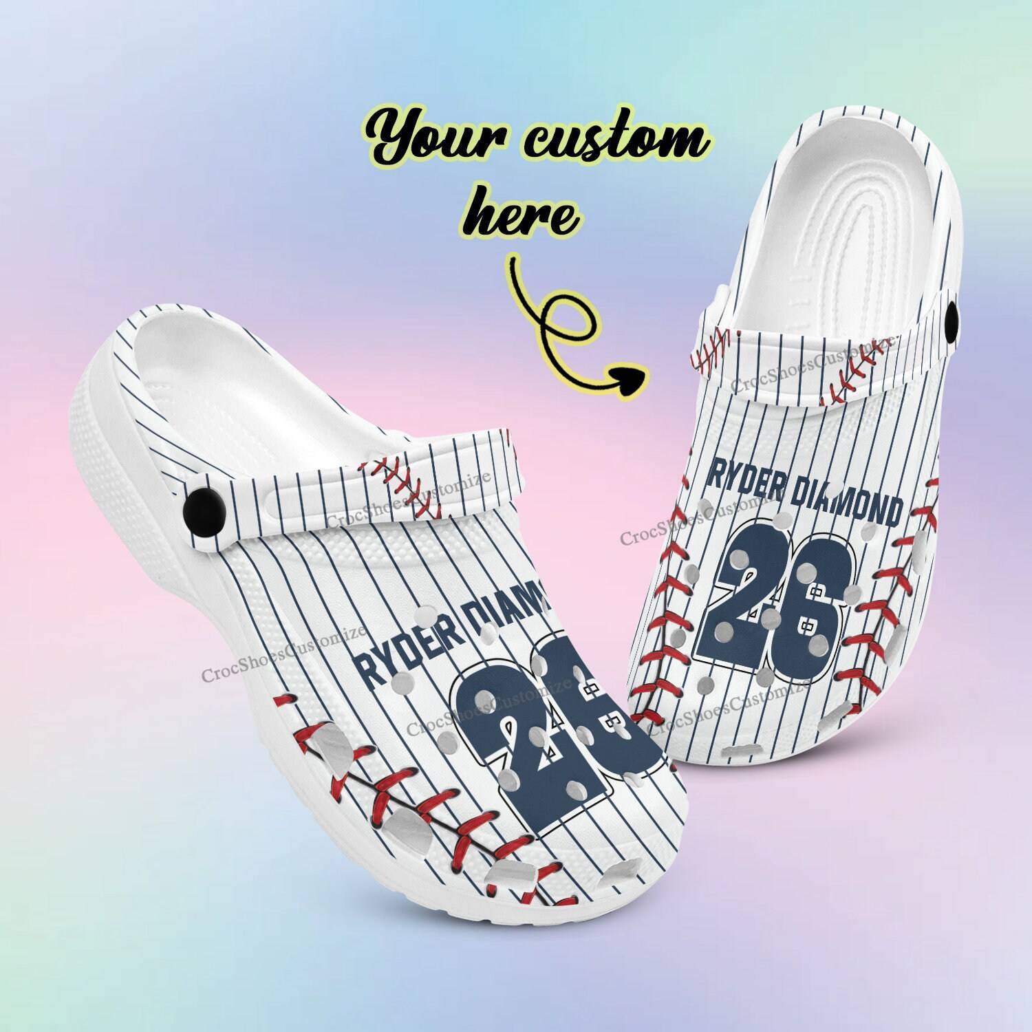 Baseball Custom Name Number Crocss Shoes Kids Birthday