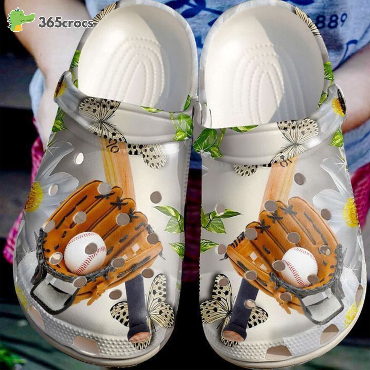 Baseball Daisy Inspired Artistic Design Classic Comfortable Clogs Shoes