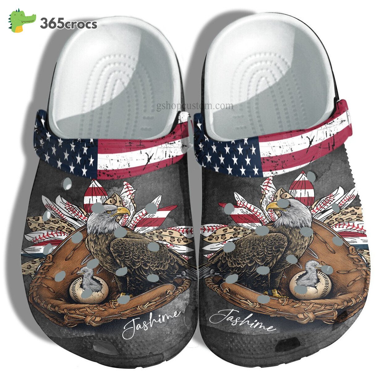 Baseball Eagle Leopard USA Flag Clog Shoes Celebrating Sports and Freedom