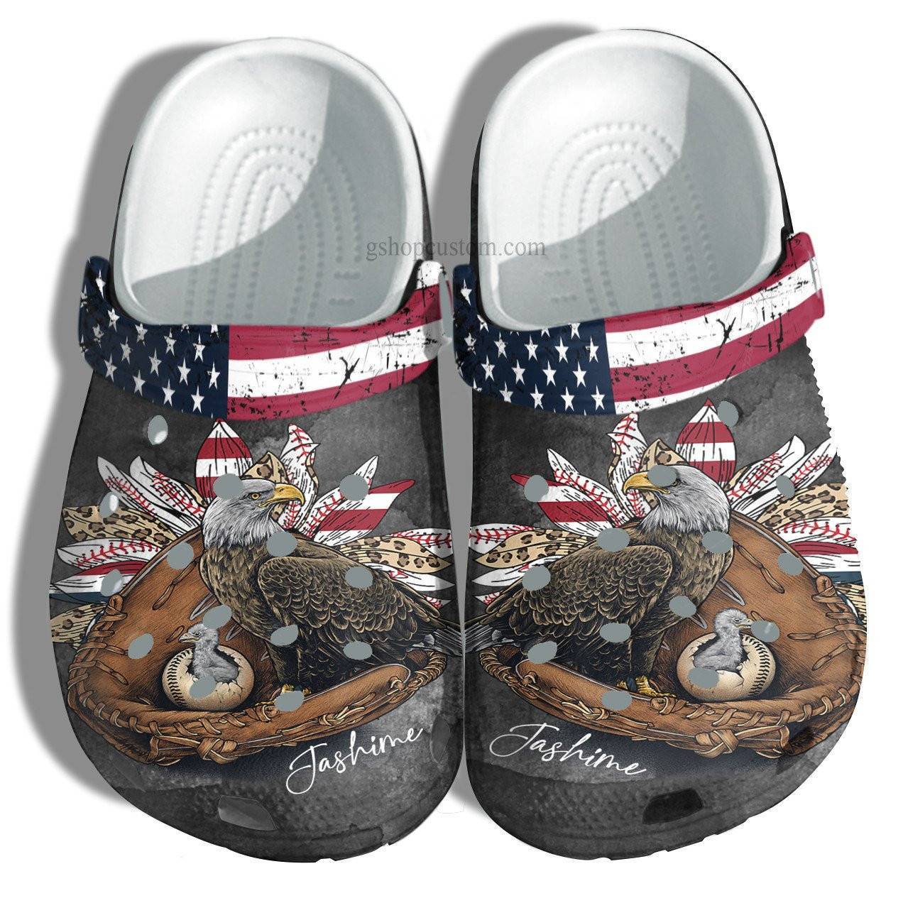 Baseball Eagle Sunflower Leopard Usa Flag Crocss Shoes Gift Mom Grandma – Baseball Eagle America Crocss Shoes Croc Clogs