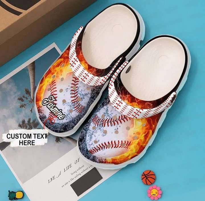 Baseball Fire Gift For Fan Classic Water Rubber clog Crocss Shoes