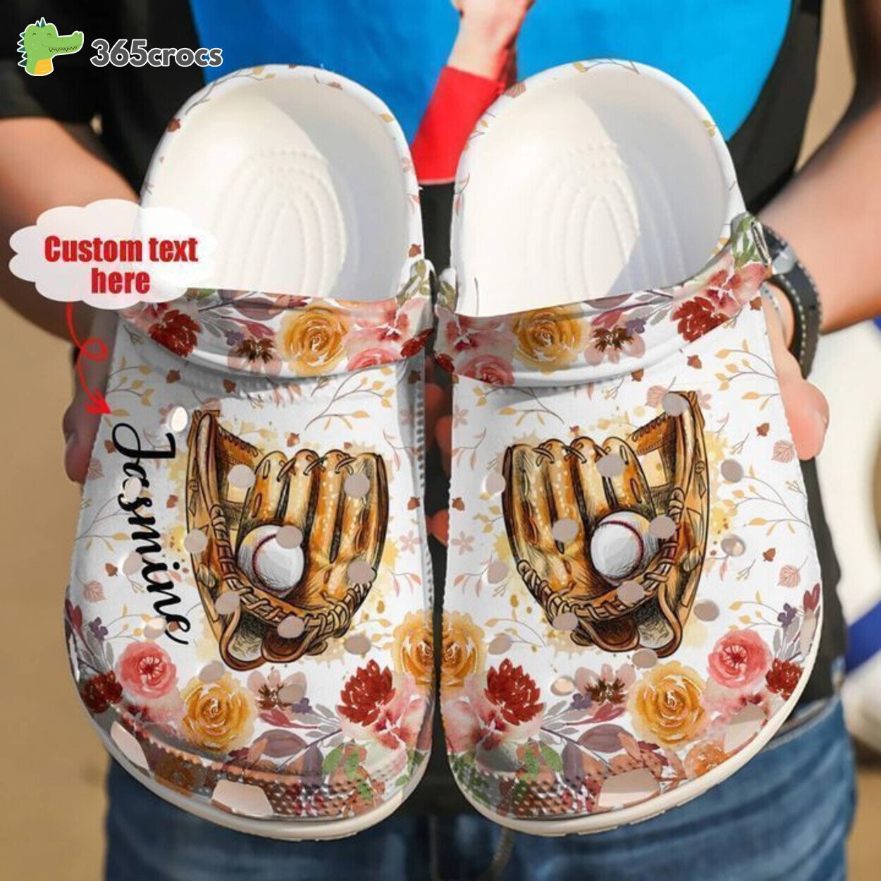 Baseball Floral Personalized Comfortable Classic Clogs Shoes Sport Design