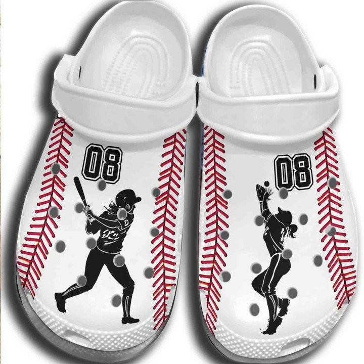 Baseball Girl Batter Player Outdoor Crocss Classic Clogs Shoes Custom Number