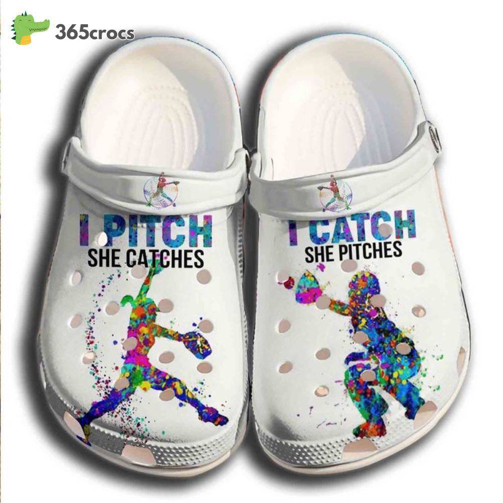 Baseball Girl Pitch And Catchs For Batter Girl Funny Baseball Lover Gift Crocss Clog Shoes