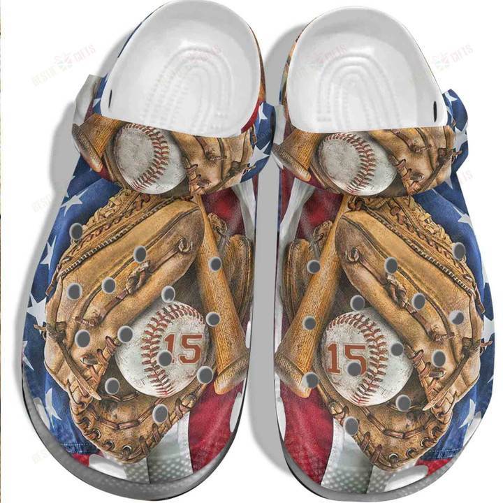 Baseball Gloves America Flag Baseball Crocss Classic Clogs Shoes