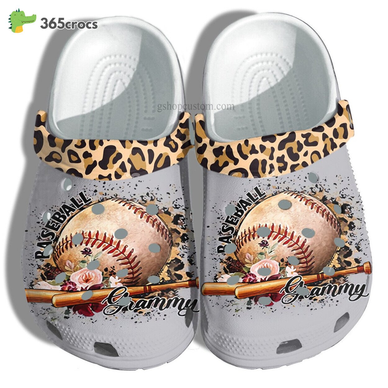 Baseball Grammy Floral Leopard Clogs Mother’s Day Sports Loving Grandmother Tribute