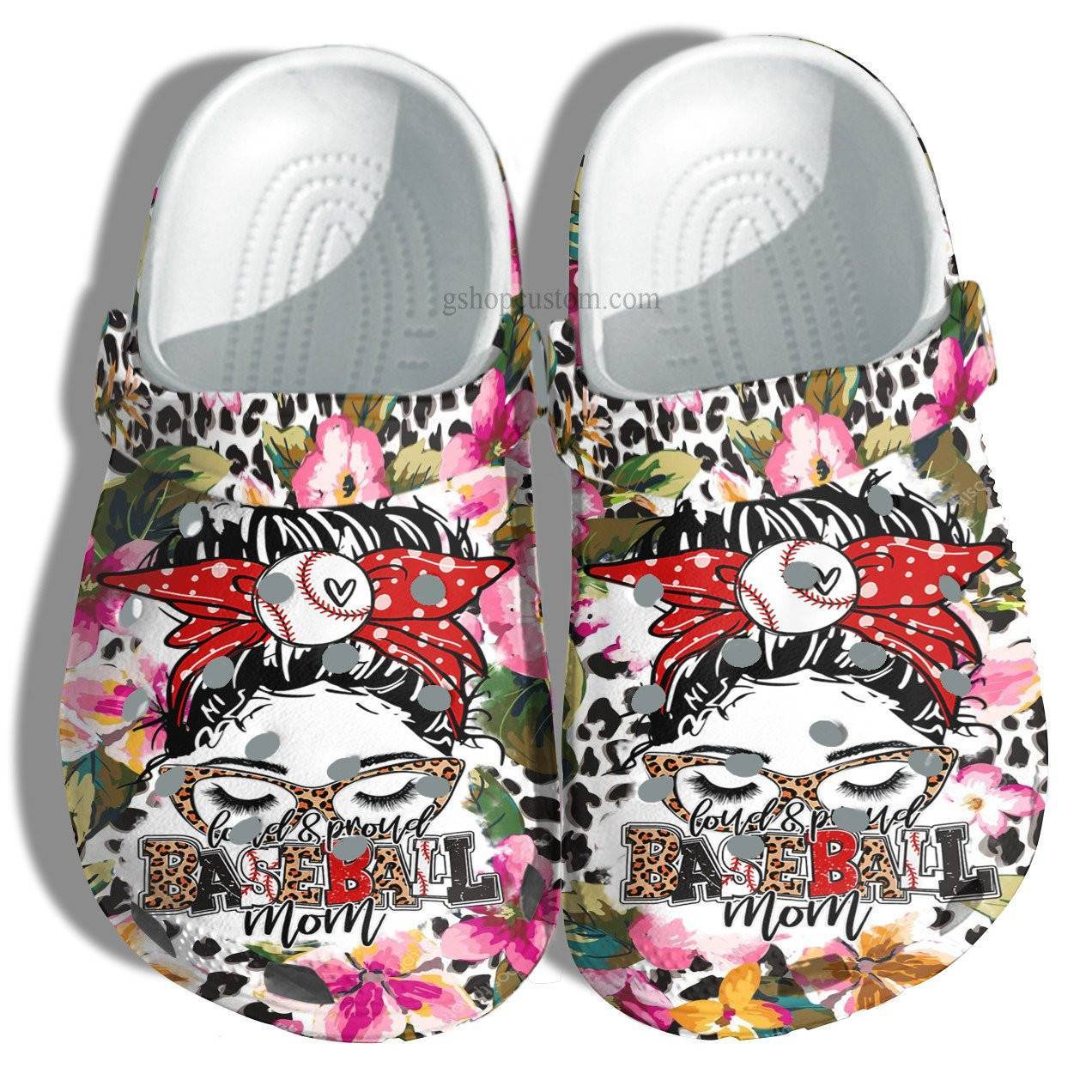 Baseball Mom Flower Cow Crocss Shoes For Wife Mom Grandma – Baseball Mom Cow Crocss Shoes Croc Clogs